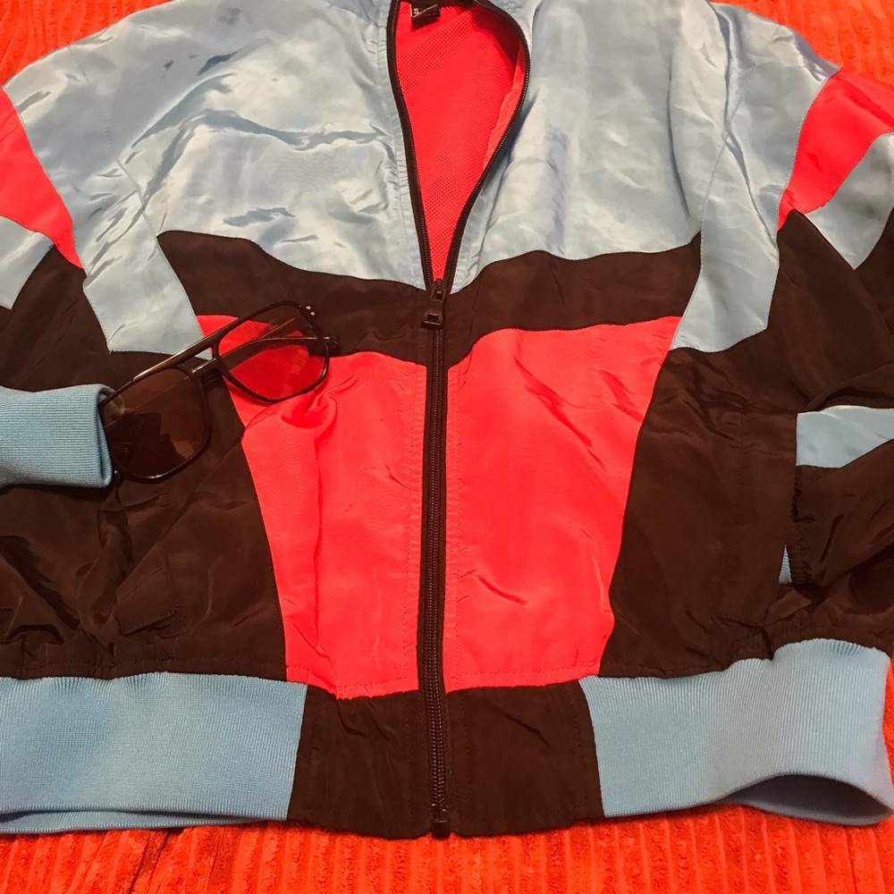 Colorblock Jacket with Sunglasses